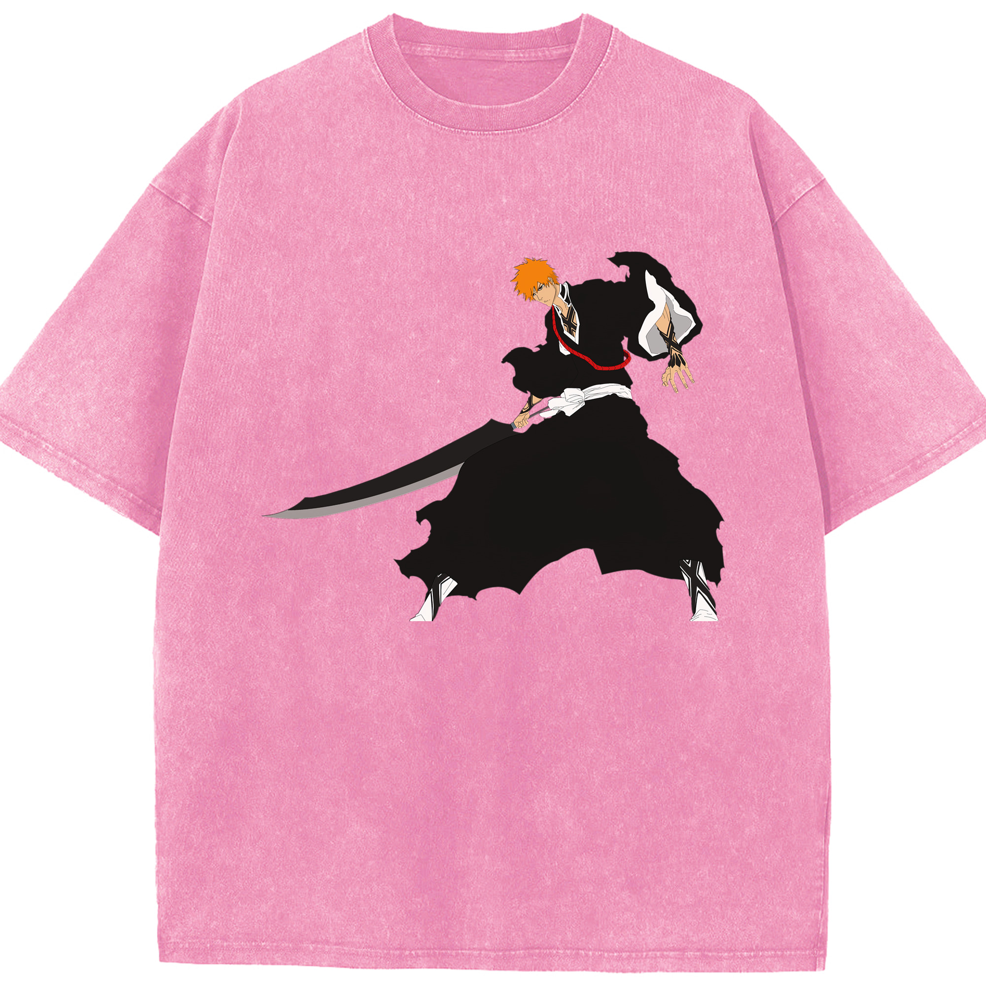 （画像用） ブリーチ 黒崎一護（くろさき いちご）BLEACH Kurosaki Ichigo 綿100% ヴィンテージ風 半袖Tシャツ（フロントプリント）